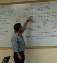 Sean explaining to the crowd why he chose the red marker for this section.