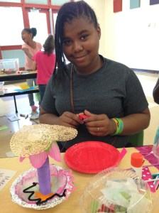 Desjeenic was challenged to make her dream meal. She made the tall structure on the left and titled it "Eye Food."